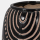 18412-02#Cer, 6" Tribal Arch Vase, Black/tan