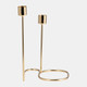 18189-03#Metal, 8" Double Swirl 2-taper Candleholder, Gold