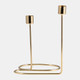 18189-03#Metal, 8" Double Swirl 2-taper Candleholder, Gold