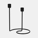 18189-04#Metal, 8" Swirly 2-taper Candleholder, Black