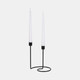 18189-04#Metal, 8" Swirly 2-taper Candleholder, Black