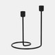 18189-04#Metal, 8" Swirly 2-taper Candleholder, Black