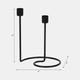 18189-04#Metal, 8" Swirly 2-taper Candleholder, Black