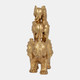 18415-01#Resin, 10" Stacked Raised Trunk Elephants, Gold