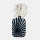 15060-06#Cer, 12"h Textured Vase,  Nvy Blue/cream
