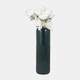 17867-14#Cer, 18"h Grooved Vase, Forest Green