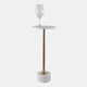 18397-01#Metal, 24" Side Table Marble Top, White/gold Kd