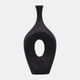 18432-06#Cer, 19" Beaded Open Cut Vase, Black