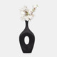 18432-06#Cer, 19" Beaded Open Cut Vase, Black