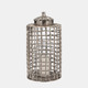 18453-03#Metal, 18" Lidded Jar, Silver