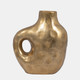 18457-01#Metal, 11" Hammerd Cut-out Vase, Gold