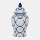 18476-01#Cer, 18" Links Temple Jar, Blue/white
