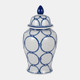 18476-01#Cer, 18" Links Temple Jar, Blue/white