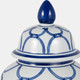 18476-01#Cer, 18" Links Temple Jar, Blue/white