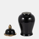 18477-02#Cer, 18" Temple Jar, Black/gold