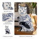 18480-03#Cer, 10" Sitting Chinoiserie Cat, Blue/white