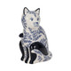 18480-03#Cer, 10" Sitting Chinoiserie Cat, Blue/white