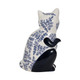 18480-03#Cer, 10" Sitting Chinoiserie Cat, Blue/white