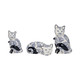 18480-03#Cer, 10" Sitting Chinoiserie Cat, Blue/white