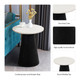 18489-03#Metal, 19" Hourglass Marble Top Side Table, Black