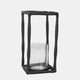 18515-01#Metal, 12" Open Square Hurricane Holder, Black