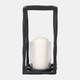 18515-01#Metal, 12" Open Square Hurricane Holder, Black