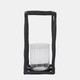 18515-01#Metal, 12" Open Square Hurricane Holder, Black