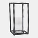 18515-02#Metal, 16" Open Square Hurricane Holder, Black