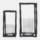 18515-02#Metal, 16" Open Square Hurricane Holder, Black