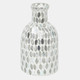 18525-02#Glass, 8"h Mosaic Vase, White