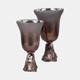 18681-01#Glass, 15" 2-tone Chalice Vase, Metallic Kd