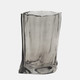 18563-01#Glass, 9" Paper Bag Vase, Smoke