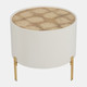 18545-04#Wood,24" Gold Leaf Top Side Table, Wht/gld