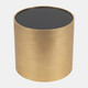 18547-02#Wood, 24" Gold, Black Glass Side Table
