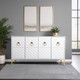 18550-02#Wood, 65x35 Console Cabinet, Wht/gld, Kd