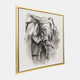 70292#71x71, Hand Painted Elephant Beauty, Gray/wht