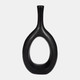 18588-02#Cer, 12" Curved Open Cut Out Vase, Black