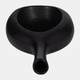 18588-02#Cer, 12" Curved Open Cut Out Vase, Black