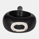 18588-02#Cer, 12" Curved Open Cut Out Vase, Black