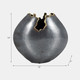 18594#Metal, 10" Round Chipped Vase, Black
