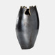 18595#Metal, 14" Chipped Vase, Black