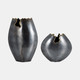 18595#Metal, 14" Chipped Vase, Black