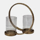 18601-02#Metal, 14" Double Hurricane Holder, Antique Brass