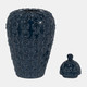 18628-02#Cer, 12" Chain Texture Jar, Navy