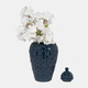 18628-02#Cer, 12" Chain Texture Jar, Navy