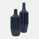 18630-03#Cer, 13" Fluted Vase, Navy