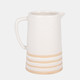 18639-01#Cer, 8" Pitcher With Lines, Ivory
