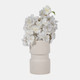 18645-01#Cer, 7" Arches Dumbell Vase, White