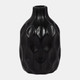 18655-03#Cer, 8" Honeycomb Dimpled Vase, Black