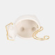 18633-01#Cer, 6" Kitty Trinket Dish, White/gold